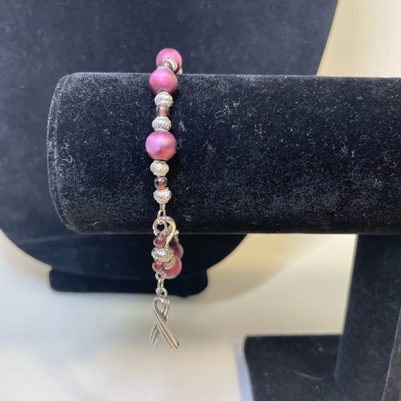 Cancer Survivor Silver and Purple Women's Bracelet 8” - Picture 2 of 5